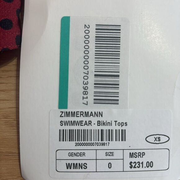 Zimmermann Juno Tie Bandeau Top in Red/
Black Dot 0/XS $231 NWT - Picture 3 of 12